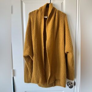 Anthropologie Cozy Mustard Open-Front Sweater